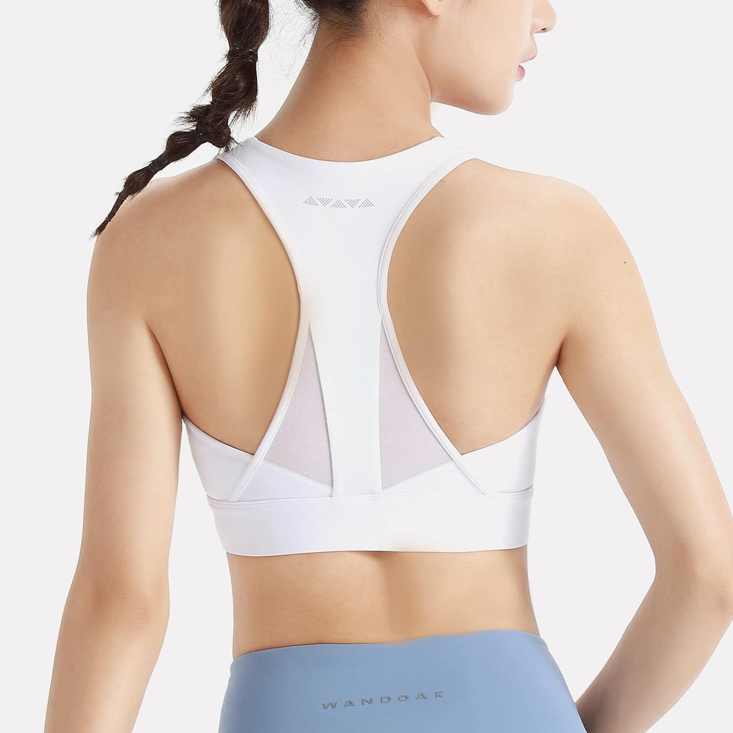 High Impact Sports Bras for Women Gym,Front Zipper Closure Padded Insert Mesh New Yoga Bras for Workout Active Sport(White Small)